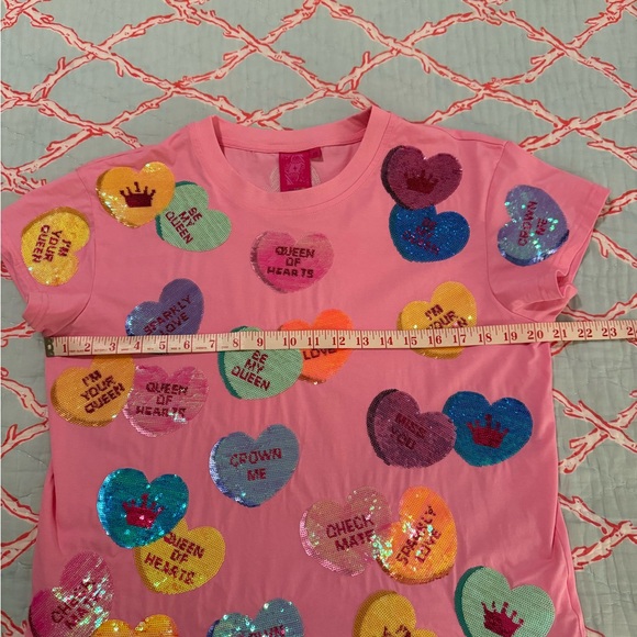 💖Queen Of Sparkles Sequin Candy Heart Tee XS 💖 - Picture 9 of 11